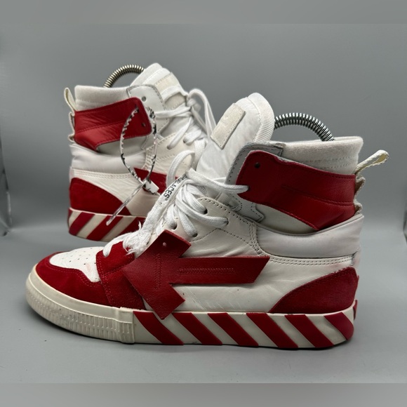 Off-White c/o Virgil Abloh Vulcanized Leather High-Top Sneakers Men Size 8.5